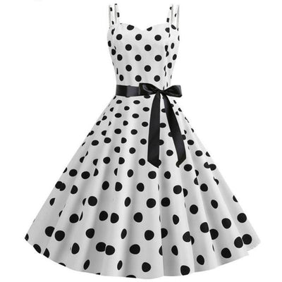 Rockabilly Sukienka Vintage W Białe Kropki