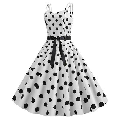 Rockabilly Sukienka Vintage W Białe Kropki