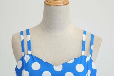 Niebieska Sukienka Rockabilly W Kropki Vintage