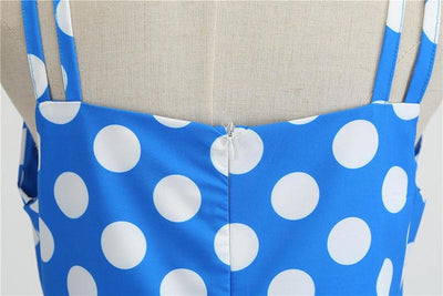 Niebieska Sukienka Rockabilly W Kropki Vintage
