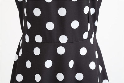 Sukienka Vintage Rockabilly W Czarne Białe Kropki