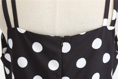 Sukienka Vintage Rockabilly W Czarne Białe Kropki