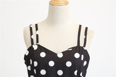 Sukienka Vintage Rockabilly W Czarne Białe Kropki