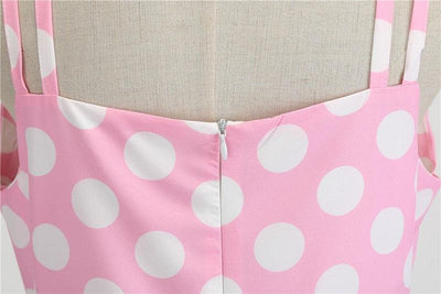 Różowa Sukienka Rockabilly W Kropki W Stylu Vintage