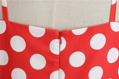 Rockabilly Czerwona Sukienka Vintage W Białe Kropki