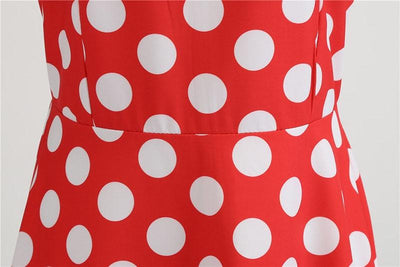Rockabilly Czerwona Sukienka Vintage W Białe Kropki