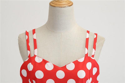 Rockabilly Czerwona Sukienka Vintage W Białe Kropki