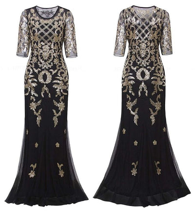 Złota Sukienka Plus Size Z Lat 20. XX Wieku