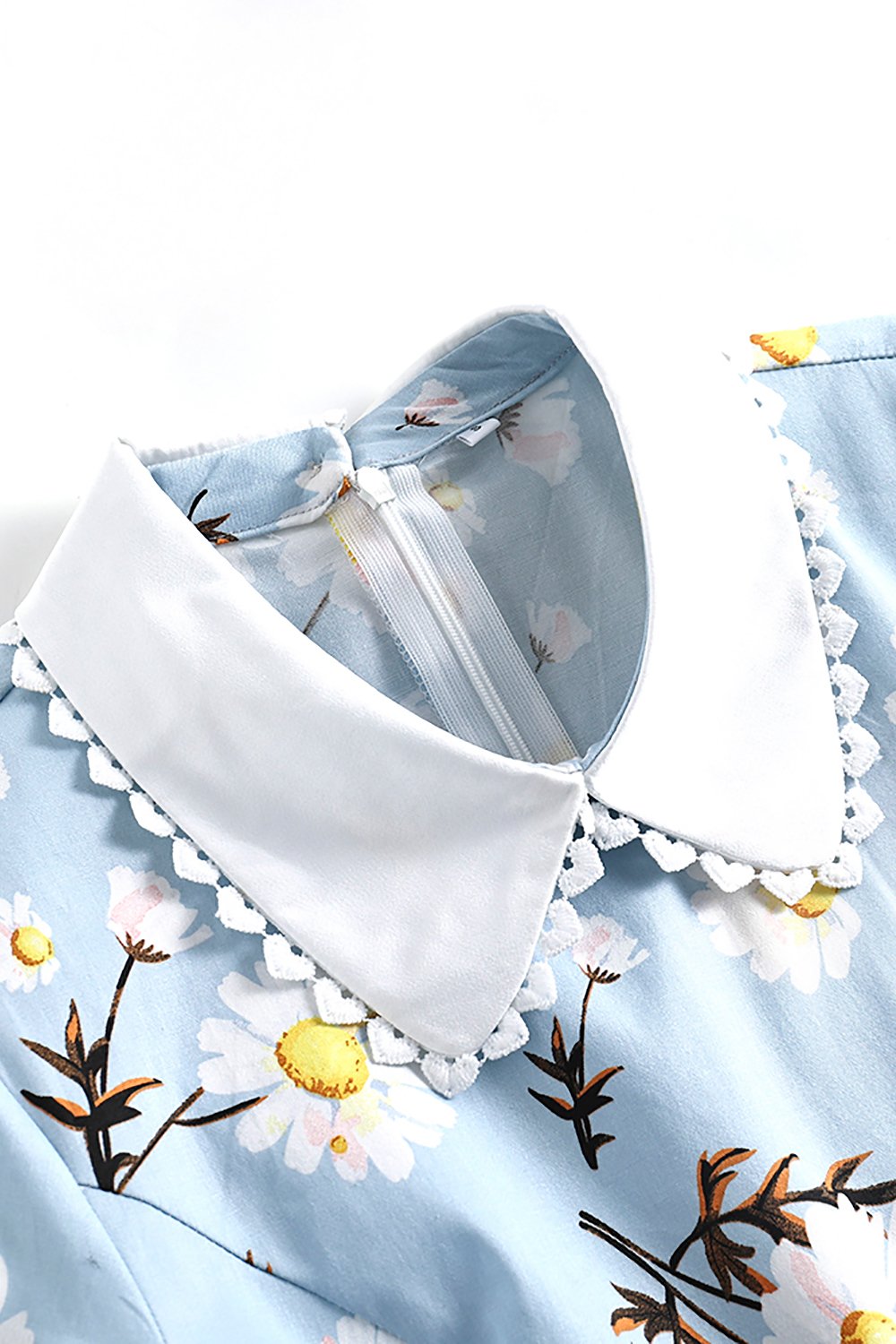 Letnia Sukienka Z Niebieskim Nadrukiem Z Lat 50. XX Wieku