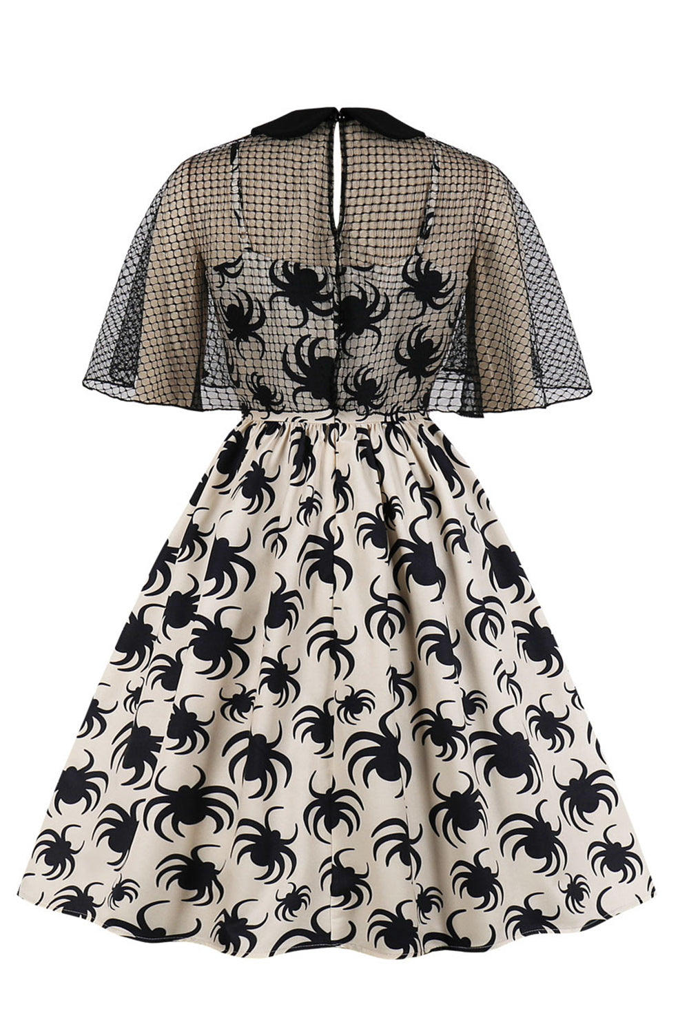 Biała Sukienka W Stylu Vintage Z Nadrukiem Pająka Na Halloween