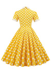 Sukienka W Stylu Vintage W Żółte Kropki