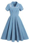 Niebieska Sukienka W Stylu Lat 50