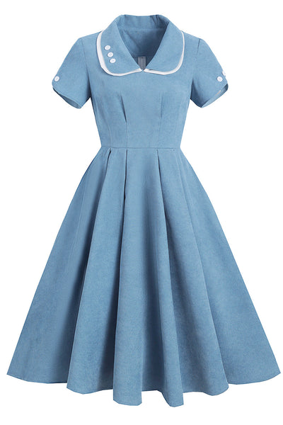 Niebieska Sukienka W Stylu Lat 50