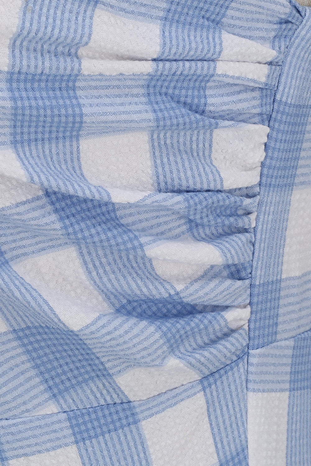 Asymetryczna Sukienka Vintage W Niebieską Kratkę