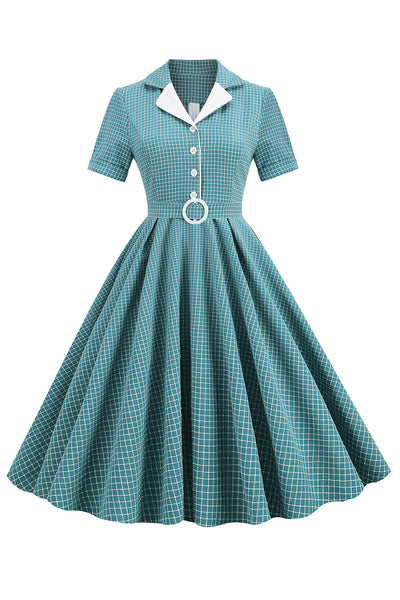 Sukienka W Kratę Z Paskiem W Stylu Vintage Z Lat 50