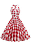 Rozkloszowana Sukienka W Czerwoną Kratę Z Lat 50. XX Wieku