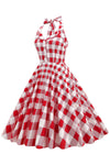 Rozkloszowana Sukienka W Czerwoną Kratę Z Lat 50. XX Wieku