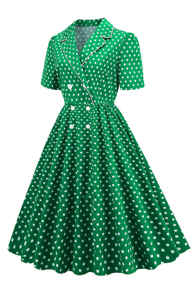 Zielona Sukienka Vintage W Kropki