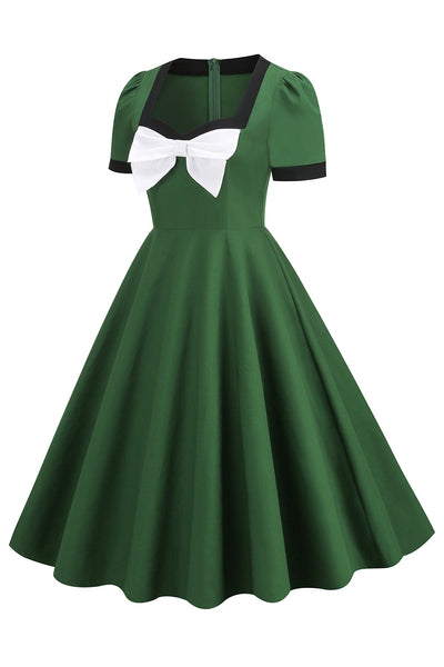 Zielona Sukienka Vintage Z Kokardką Z Lat 50