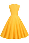 Retro Żółta Sukienka W Stylu Lat 50. Z Dziurką Od Klucza