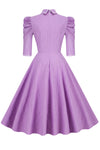 Fioletowa Sukienka Vintage Z Półrękawami