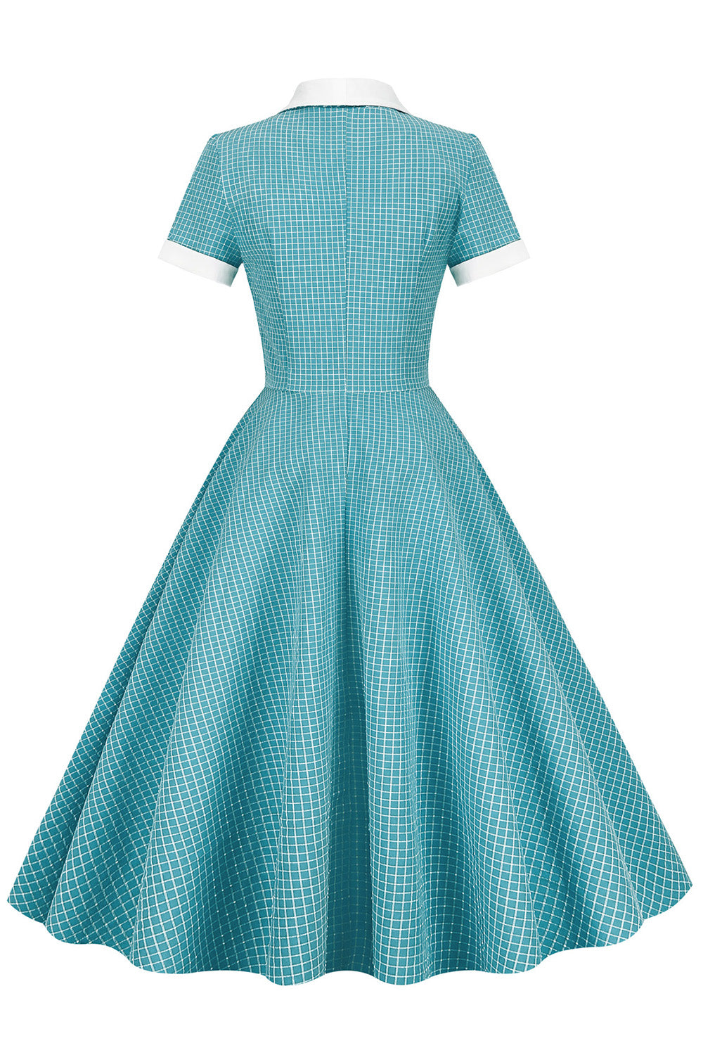 Sukienka Vintage Z Szalowym Kołnierzem W Kratę