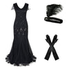 Czarna Sukienka Maxi Gatsby Z Lat 20. XX Wieku