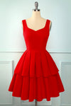 Sukienka Vintage W Kolorze Czerwonym Z Falbanką