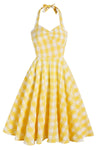 Żółta Sukienka W Kratę Z Lat 50. XX Wieku