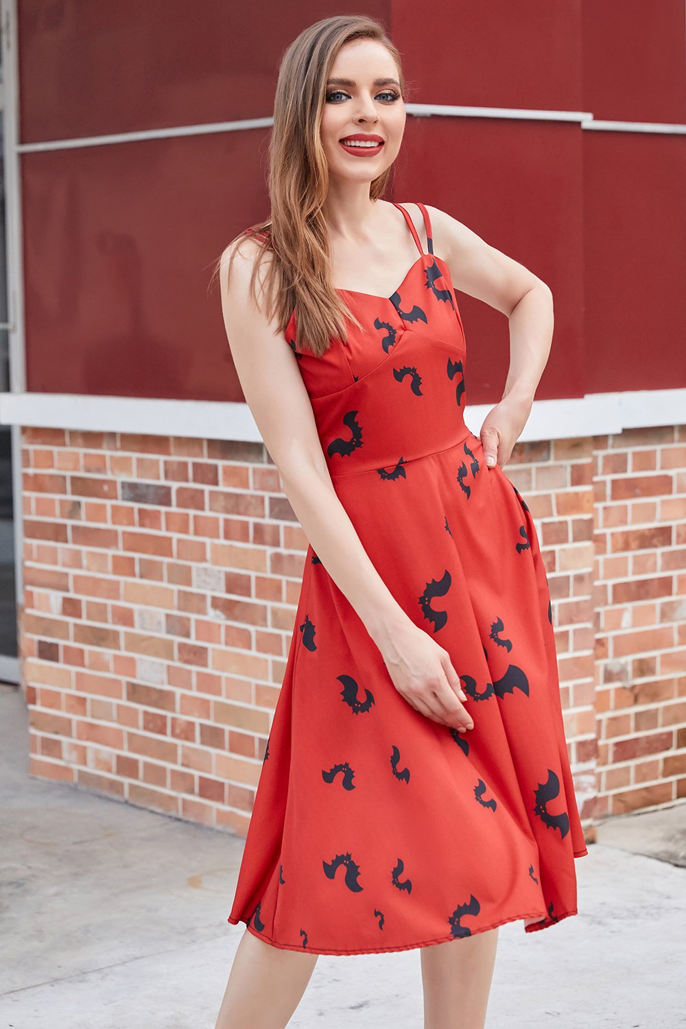 Sukienka W Stylu Gotyckim Z Nadrukiem Nietoperza