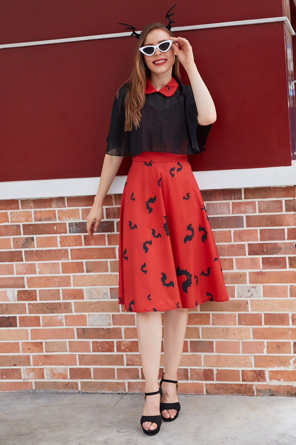 Sukienka W Stylu Gotyckim Z Nadrukiem Nietoperza