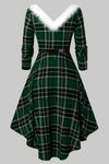 Sukienka Z Długim Rękawem W Kratę W Stylu Vintage