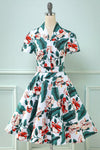 Sukienka Vintage Z Dekoltem W Szpic I Kwiatowym Nadrukiem