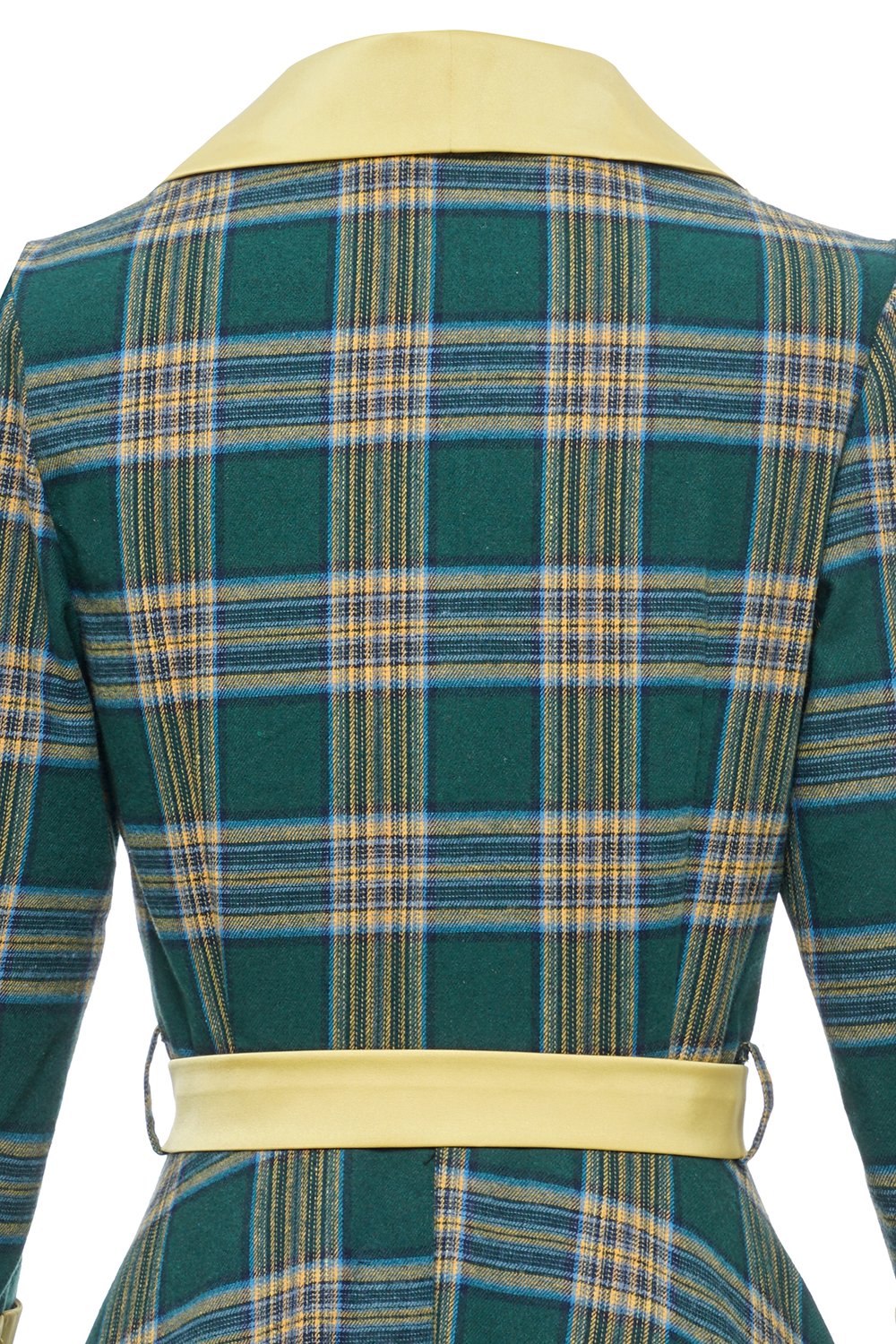 Jesienna Sukienka Vintage W Zieloną Kratę