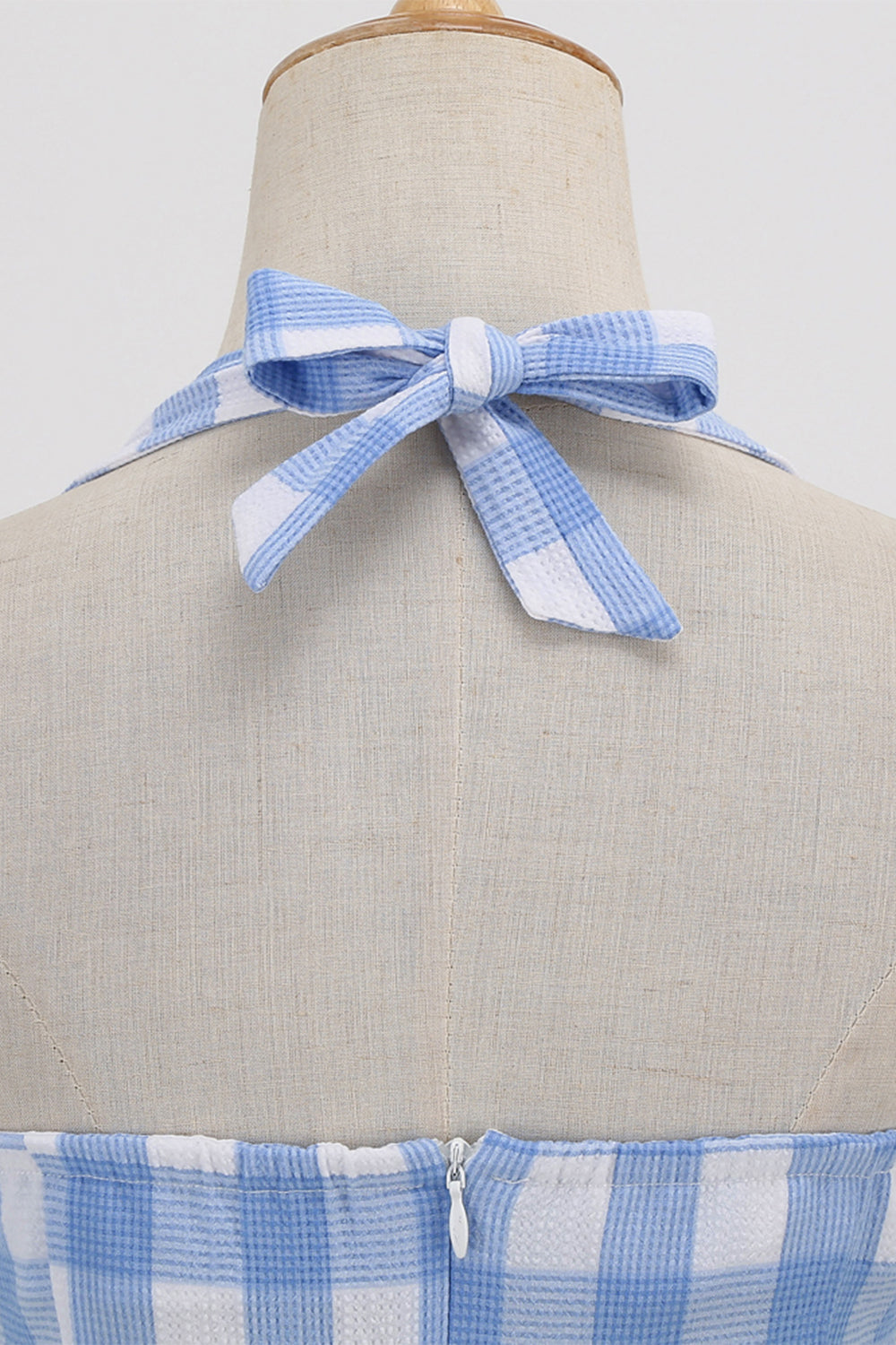 Kobiety Plaid Backless Sukienka Retro