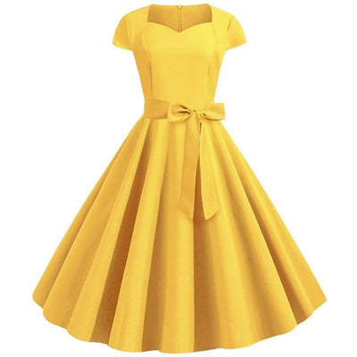 Żółta Sukienka Vintage Z Lat 50