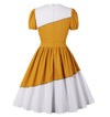 Ładna Żółta I Biała Sukienka W Stylu Vintage