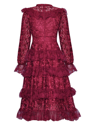 Burgundowa Sukienka Dla Gościa Weselnego W Stylu Vintage