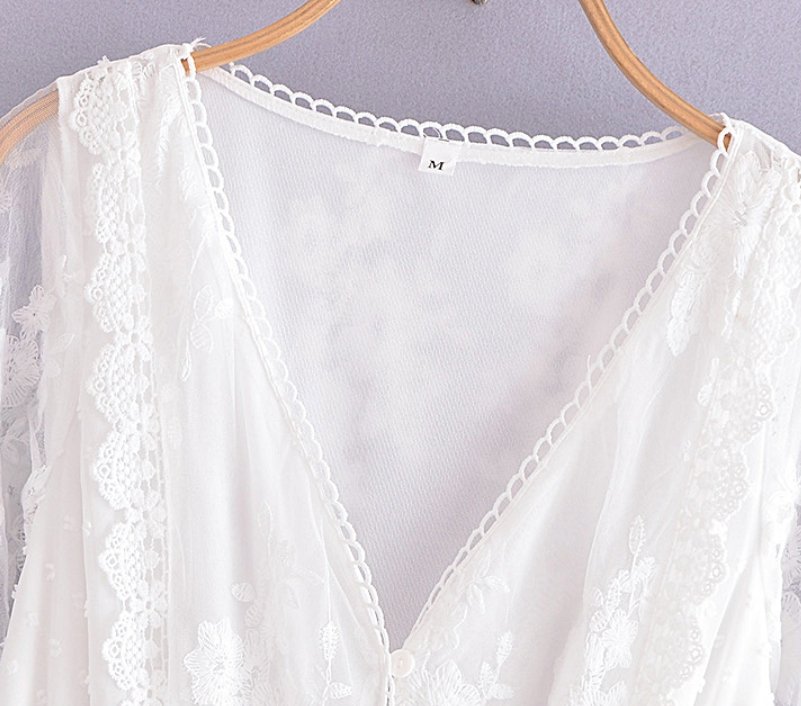 Biała Sukienka W Stylu Lat 70