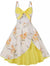 Żółto-Biała Sukienka Petite W Kwiaty W Stylu Vintage