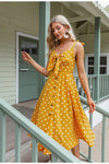 Żółta Sukienka W Kropki W Stylu Vintage