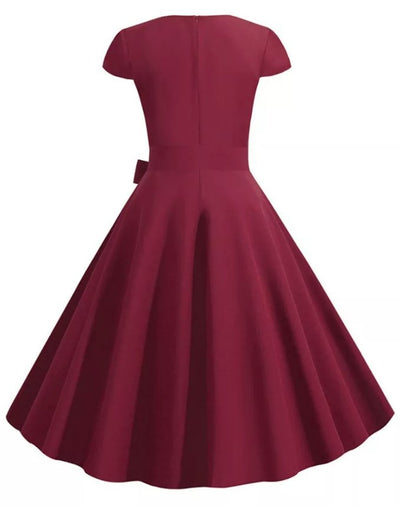 Burgundowa Amerykańska Sukienka Z Lat 50