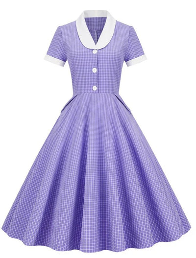 Lawendowa Amerykańska Sukienka Z Lat 50