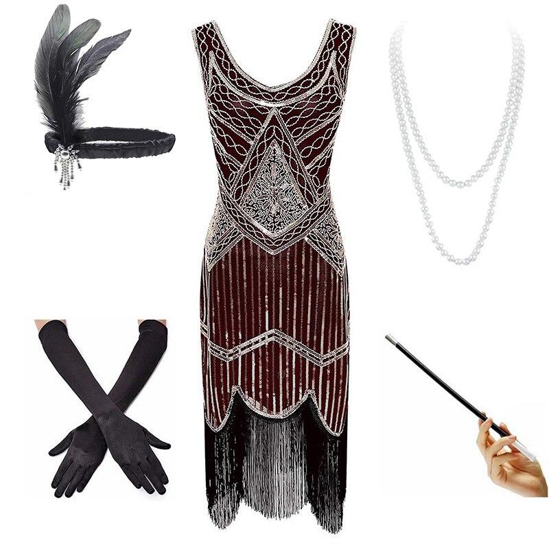 Bordowa Sukienka Vintage Z Lat 20. XX Wieku