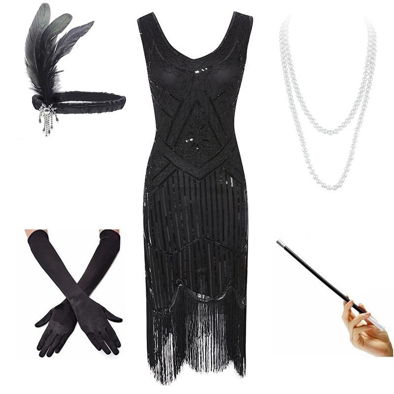 Czarna Sukienka Vintage Z Lat 20. XX Wieku