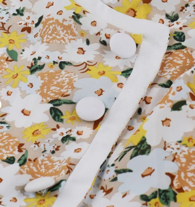 Sukienka Pin-Up Z Lat 50  Żółte Kwiaty