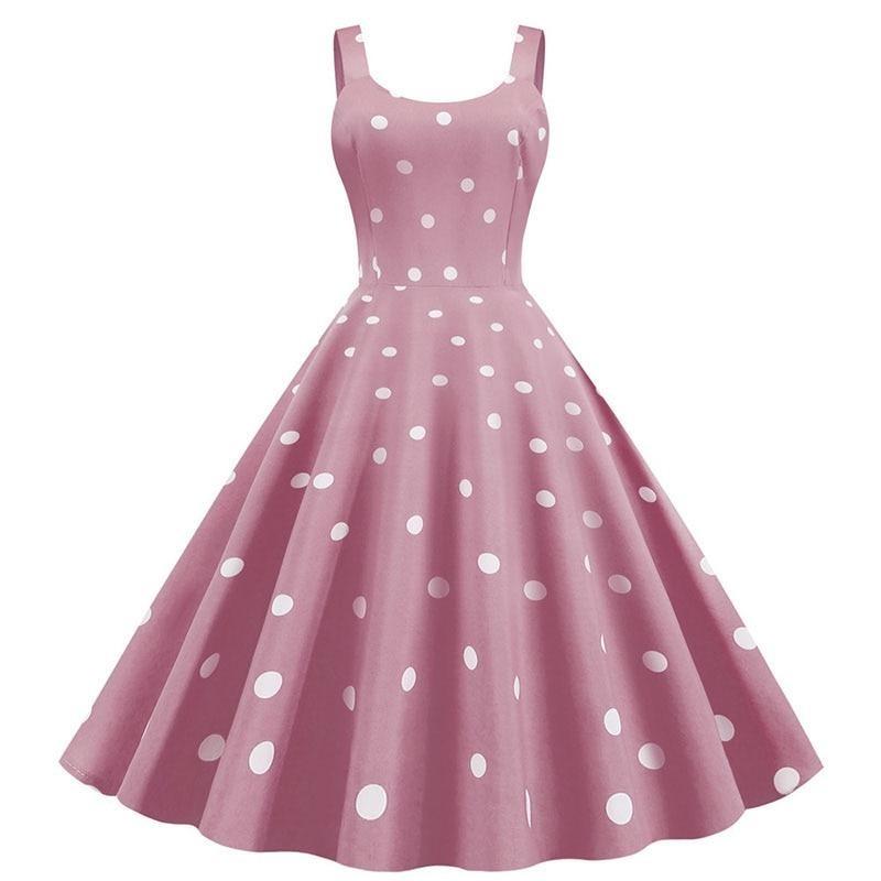 Różowa Sukienka Pin-Up Z Lat 50