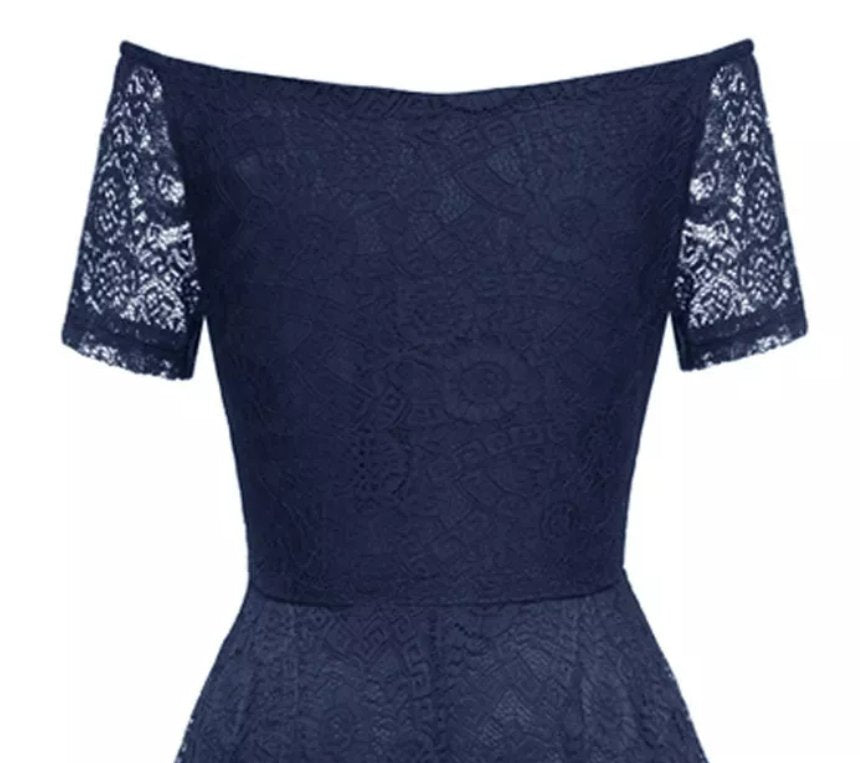 Granatowa Suknia Wieczorowa Z Lat 60