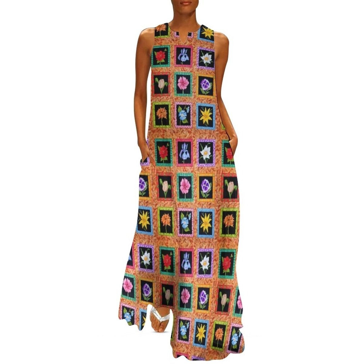 Kwiecista Hipisowska Sukienka Z Lat 70