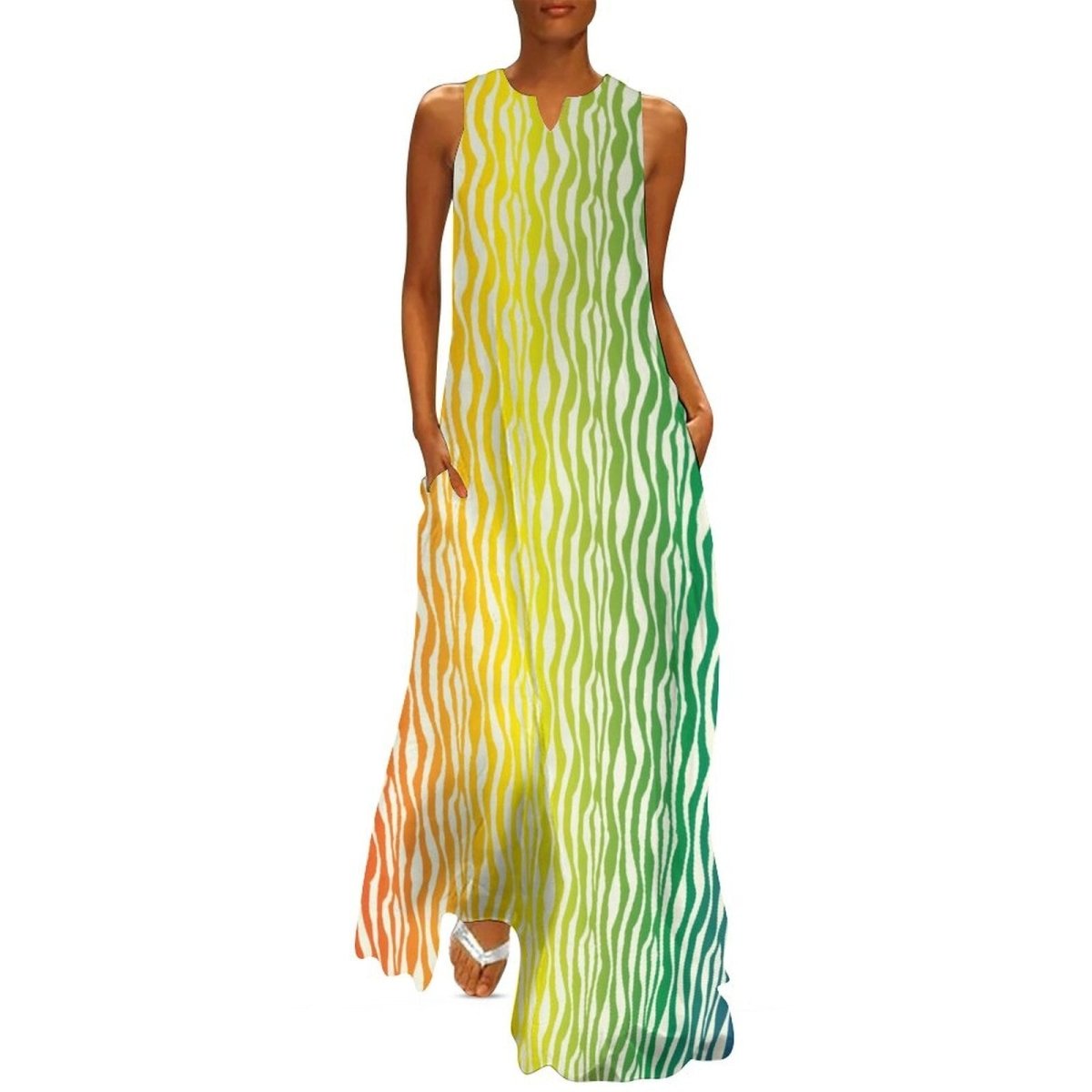 Kolorowa Sukienka Vintage Z Lat 70